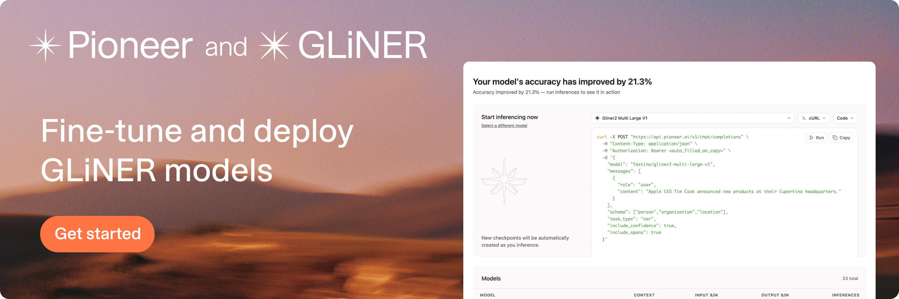 Pioneer AI - Fine-tune GLiNER with a single prompt